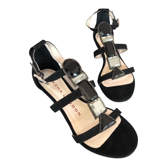 Sacha London Jewel Low Wedge Suede Sandal Made in Spain - Picture 5 of 7